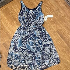 Beige by eci Blue and White Paisley Dress size 10 new lined